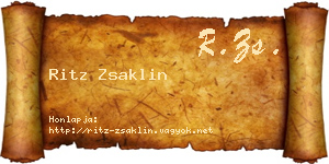 Ritz Zsaklin névjegykártya